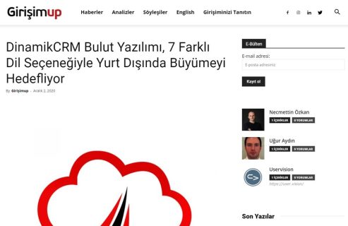 DinamikCRM girişimup Bulut Yazılımı Görseli